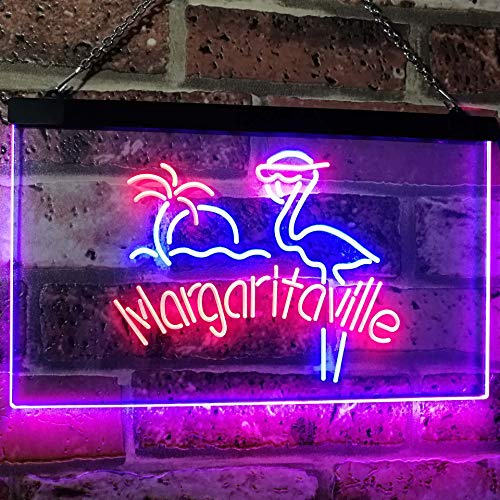 Flamingo Margaritaville Dual LED Neon Light Sign